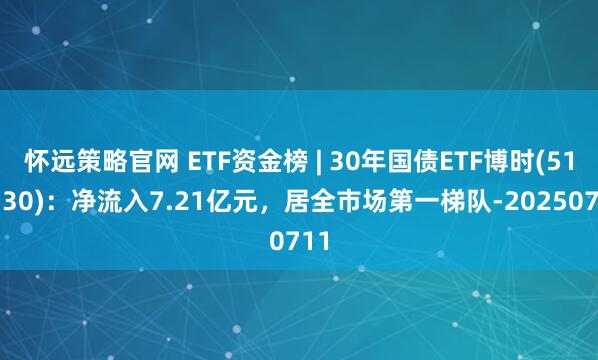 怀远策略官网 ETF资金榜 | 30年国债ETF博时(511130)：净流入7.21亿元，居全市场第一梯队-20250711